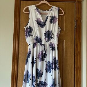 Maurices White and Purple Floral Midi Dress